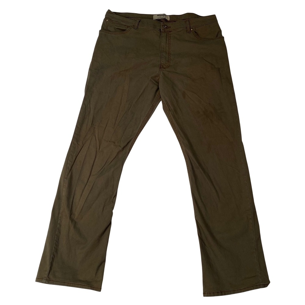 Wrangler Authentics Mens 38x32 Straight Leg 5-Pocket Pants Olive Brown 10ZM5WRTL